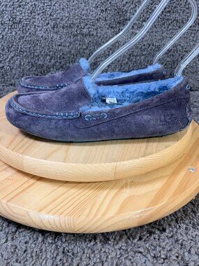 Ugg Ansley Slippers Womens Size 8 Shearling Suede Wool Moccasin Comfort Shoes